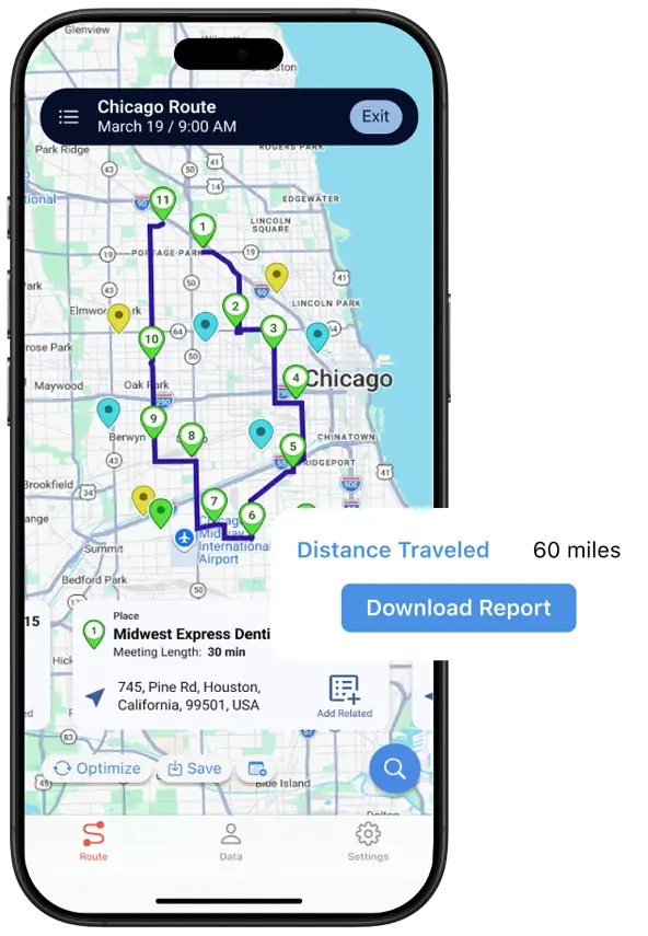 Mockup mileage tracking