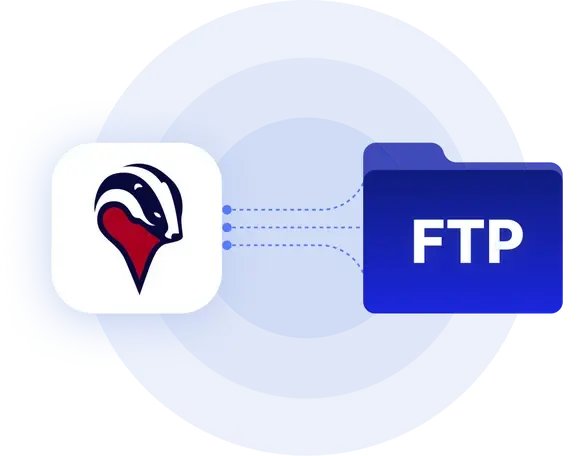 The Badger Maps app tile connected to an FTP folder