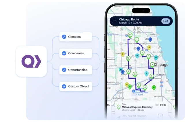Quickbase contacts, companies and opportunities and custom objects flowing into Badger Maps