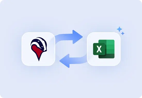 Badger Maps and Excel tiles with arrows syncing data both ways