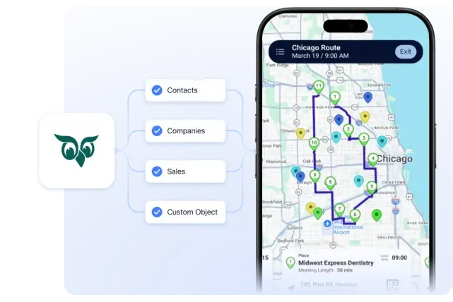 SuperOffice CRM contacts, companies and sales and custom objects flowing into Badger Maps