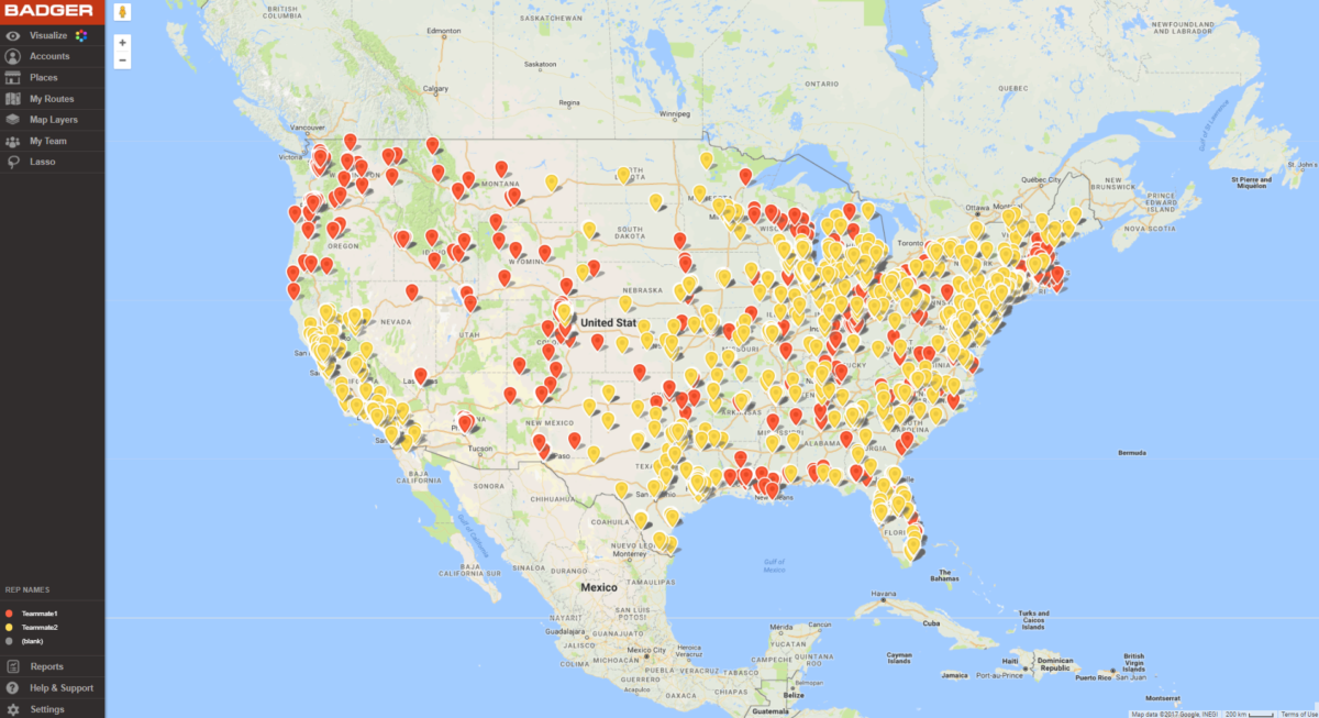 Regional Sales Managers Route Mapping